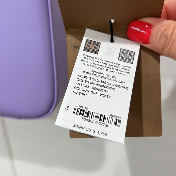 Burberry | NWT TB Leather Shoulder Bag in Lavender - Picture 5 of 8